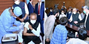 صدر علوی کی کرونا بوسٹر ڈوز لگوانے کے لئے ایف نائن پارک آمد